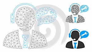 Service Manager Message Vector Mesh Network Model and Triangle Mosaic Icon