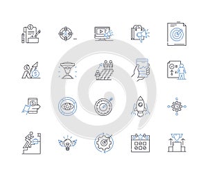 Service Model line icons collection. Outsourcing, Cloud, Subscription, On-demand, Platform, Full-service, Hybrid vector photo