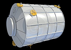 Service Module of ISS International Space Station 3D rendering on black background