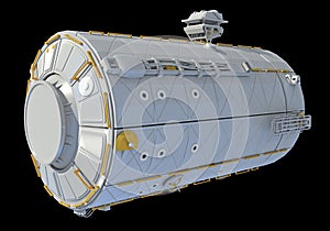 Service Module of ISS International Space Station 3D rendering on black background