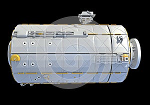 Service Module of ISS International Space Station 3D rendering on black background