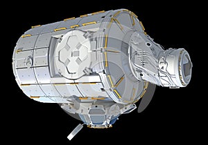 Service Module of ISS International Space Station 3D rendering on black background