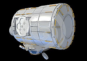 Service Module of ISS International Space Station 3D rendering on black background