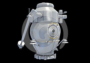 Service Module of ISS International Space Station 3D rendering on black background