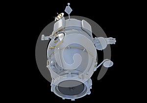 Service Module of ISS International Space Station 3D rendering on black background