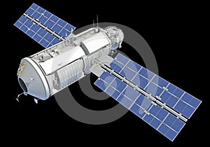 Service Module of ISS International Space Station 3D rendering on black background