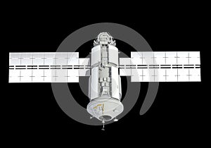 Service Module of ISS International Space Station 3D rendering on black background