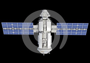 Service Module of ISS International Space Station 3D rendering on black background