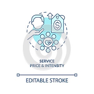 Service price and intensity turquoise concept icon