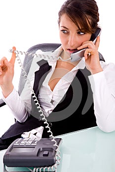 Service provider communicating on phone