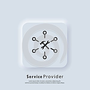 Service provider icon. Customer service logo. Online support. Account Manager. Vector. UI icon. Neumorphic UI UX white user