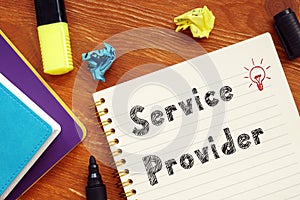 Service Provider phrase on the sheet