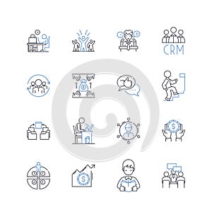 Service quality line icons collection. Consistency, Efficiency, Responsiveness, Reliability, Professionalism, Empathy