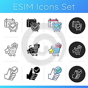 Service quality marks icons set