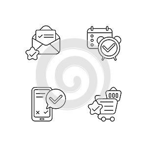 Service quality marks linear icons set
