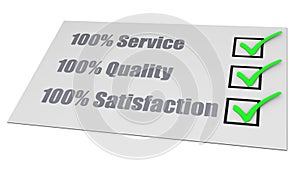 Service Quality Satisfaction Check List