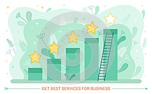 Service Rate and Growth Graphic, Stars and Ladder