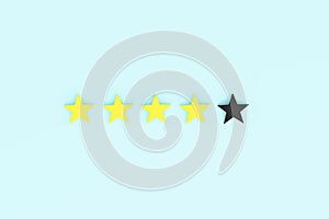 Service rating five star concept on blue background, 3D rendering.