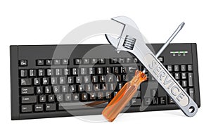 Service and repair of computer keyboard. 3D rendering