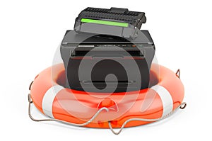 Service and repair of multifunction printer MFP, 3D rendering