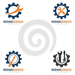 service repair tools logo template vector