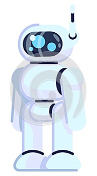 Service robot semi flat RGB color vector illustration