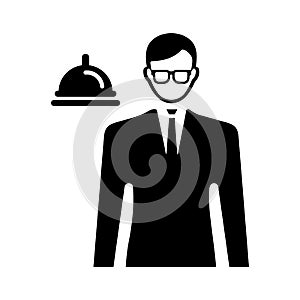 Service, servant icon. Black vector graphics