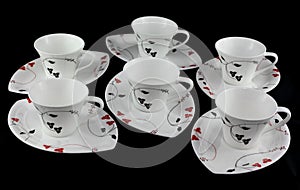 Service set of cups of tea.