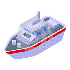 Service ship icon isometric vector. Water security
