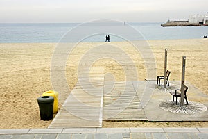 Service showers on the beach