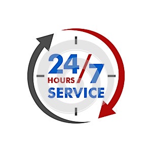 24/7 Service Signage Template Illustration Design. Vector EPS 10