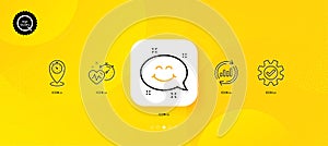 Service, Smile chat and Timer minimal line icons. For web application, printing. Vector