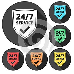 Service and support for customers. 24 hours a day and 7 days a week icon