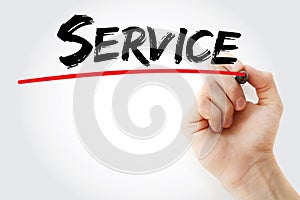 Service text with marker, business concept background