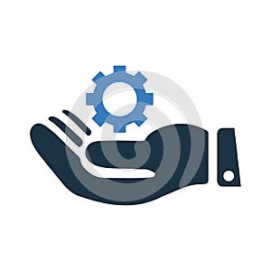 Service, tools, gear, hand, settings icon. Editable vector isolated on a white background
