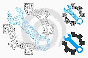 Service Tools Vector Mesh Network Model and Triangle Mosaic Icon