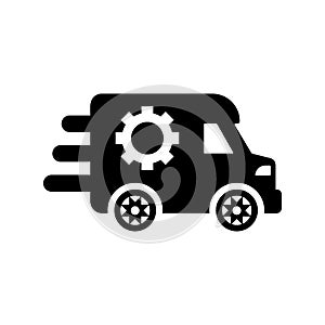 Service, transportation, emergency car icon. Black vector graphics