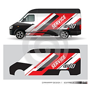 service van car wrap design vector for race car. Graphic abstract stripe racing background kit designs_20230501