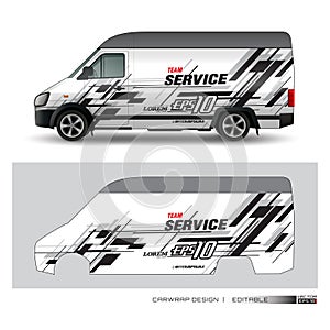 service van car wrap design vector for race car. Graphic abstract stripe racing background kit designs_20230502