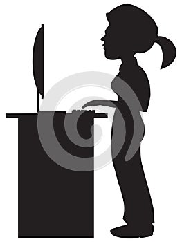 Service Woman in Silhouette