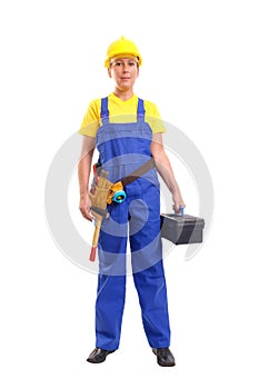 Service woman with toolbox