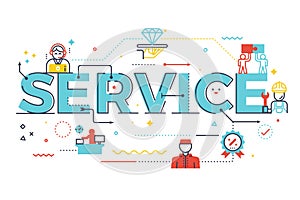 Service word lettering illustration