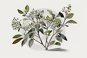 Serviceberry Bush On White Background. Generative AI