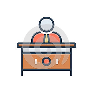 Color illustration icon for Servicedesk, people and desk
