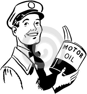 Serviceman With Motor Oil photo