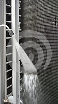 Servicer washes the heat exchanger