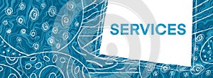 Services Blue Doodle Scribble Texture Liquid Text