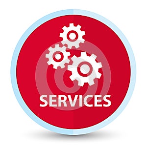 Services (gears icon) flat prime red round button