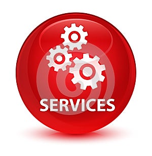 Services (gears icon) glassy red round button
