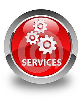 Services (gears icon) glossy red round button